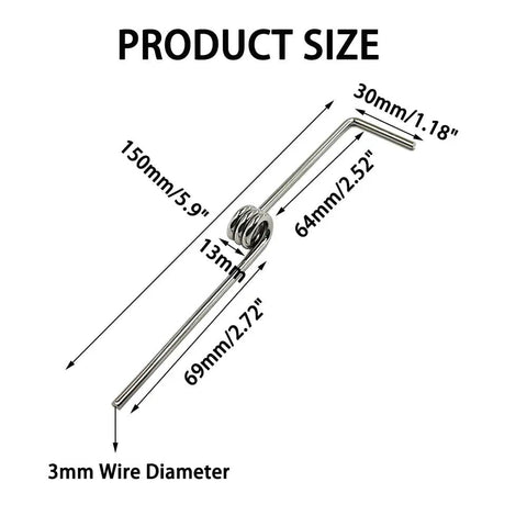 Diagram showing measurements of Beefed Up RC Airplane Front Landing Gear Steering Bracket With Steel Wire Carrier Holder 150mm Length.