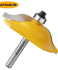 Three Piece Raised Panel Cabinet Door Router Bit Set With Ogee Rail And Stile For Woodworking, yellow carbide bit shown