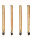 Retro Tubular LED Filament Bulb 6W Dimmable Edison Style Amber Glass Warm White 2300K 40W Equivalent E26 and E27 Base Long Tube Pack of 4 for Cozy Home Lighting