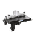 Portable Rotary Tool Shaper And Router Table Attachment For Woodworking, black table with adjustable fence, Dremel branding visible