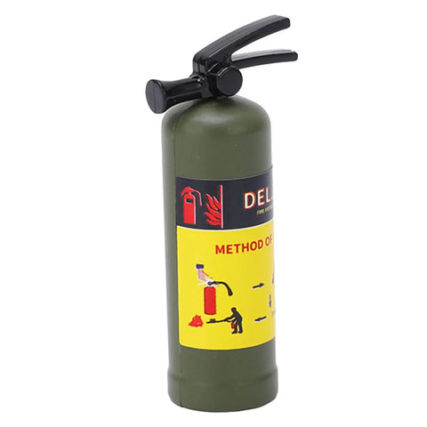 Slick Mini Fire Extinguisher RC Car Accessory For Axial Scx10 And Wpl Mn Series Crawlers, green decorative toy with stickers.