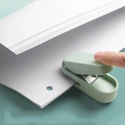 Compact Blue Hole Puncher For 10 Sheets Tiny Single Hole Puncher For Office Use, easy one hand punch on paper stack