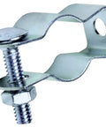 Solid As A Rock Build For No Sweat Installation This Hella Sturdy Zinc Plated Conduit Hanger Secures Half Inch EMT Or Rigid Pipe Fast With Preassembled Carriage Bolts A Top Shelf Five Pack Design That Gives Pros Reliable Mounting They Can Totally Trust, showcasing a close-up view of a zinc plated conduit hanger with carriage bolts.