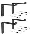 7.25 Inch Floating Shelf Brackets Set Of 4 Built Tough Heavy Duty Wall Mounted One Quarter Inch Thick Matte Black Carbon Steel Shelving Supports For Strong Home Storage And Easy Install with screws and anchors