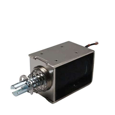 Push Pull Type DC Solenoid Electromagnet 12V Open Frame Actuator With 80N Force 15mm Stroke 10A Current 120W Power Linear Plunger Return For Automation DIY Projects, 52x58x83mm