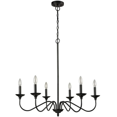 Dope Modern Farmhouse Black Chandeliers For Dining Room Wrought Iron Candle Chandelier With Chain 6 Light Fixture displayed