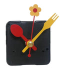 DIY Silent Quartz Clock Movement For Wall Panels With 18mm Shaft And 11mm Thread, colorful spoon and fork hands design.