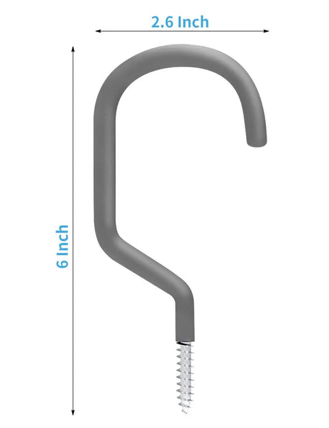 6in gray steel screw-in hook for 8 Pack Bike Hanger Storage Hooks Heavy Duty Steel Screw In Hooks For Garage Wall And Ceiling Bicycle Storage Utility Tool Hanger Easy Install In Stud Walls Gray