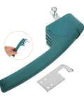 Green high temp commercial oven handle drying cabinet grip replacement for industrial kitchen equipment, featuring installation hardware.