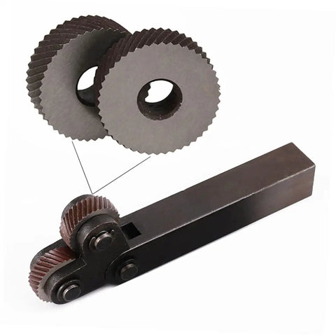 3 Piece No Frills Shop Gear Knurling Tool Set For Lathe Machines With Diagonal Cut Wheels For Positive And Negative Twill Patterns Heavy Duty Hardened Steel Surface Texturing Accessories