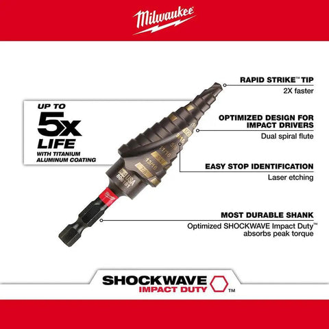 Impact Duty Step Bit Set Three Piece High Speed Steel Built For Impact Drivers With Rapid Strike Tip For Quick Starts