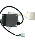 Heavy Duty Metal Throttle Foot Pedal For Golf Cart And Electric Vehicle Works Like A Dream With Ip55 Waterproof Seal And 0 To 5K Ohm Output top view with black housing and silver pedal.