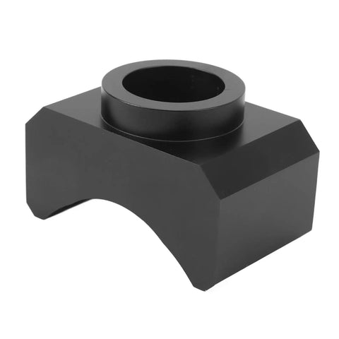 Beefy Billet Aluminum Axle Saddle Lifting Adapter For Hydraulic Jacks Universal Fit, black 6061-T6 aluminum, angled view
