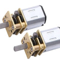 Two-pack 3V DC Metal Gear Motor 100 RPM micro gear reduction units with low noise high torque compact size for tiny robots DIY projects.