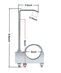 Two Pack Exhaust Clamp With Hanger For 3 Inch Exhaust Pipe Heavy Duty Universal Exhaust Hanger Kit showing measurements