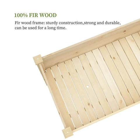 Top view of 100% fir wood slats on Outdoor Wood Raised Garden Bed With Elevated Planter Box And Storage Shelf.