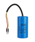 Heavy Duty Cd60 Operating Capacitor 250V Ac For Ac And Motors That Actually Works A Durable Electrical Component, blue capacitor with wires.