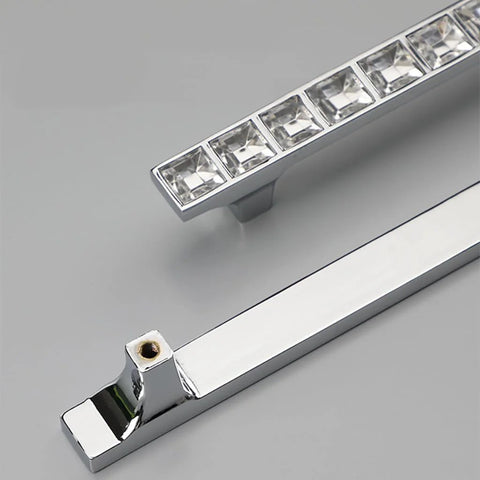 Crystal Glass Rhinestone Cabinet Pulls 4 Pack Shiny Dresser Knobs Handles For Cupboard Wardrobe Doors With 3.8 Inch Hole Centers