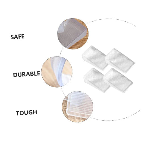 Clear 36 Pack Furniture Leveling Shims Stackable Bed Wedges showcasing safe, durable, and tough plastic design for stabilizing furniture.