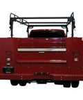 Heavy Duty Steel Service Body Ladder Rack Bolt On Mount For Utility Trucks 14 Foot 6 Inch Span with black finish on red truck