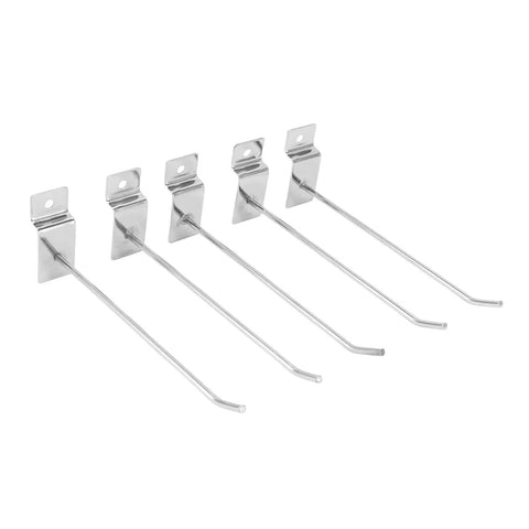 Slat Wall Hooks For Retail Displays 50 Pack 15cm Iron Panel Wire Hooks 3.3mm Silver Electroplated With 30 Degree Upturned End