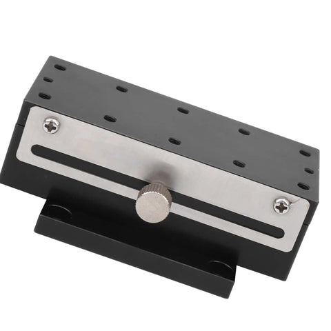 90X Linear Slide Rack And Pinion Sliding Table For Equipment, Aluminum Alloy Pro Grade Movement Platform, 35mm Travel, 0.7 Inch Per Turn Knob, 30 Micron Positioning Accuracy, Heavy Duty Linear Guide System, black aluminum slide table with knob