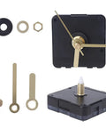 Battery Operated Quartz Wall Clock Movement Kit With Hands Replacement, black movement with gold hands and attachments