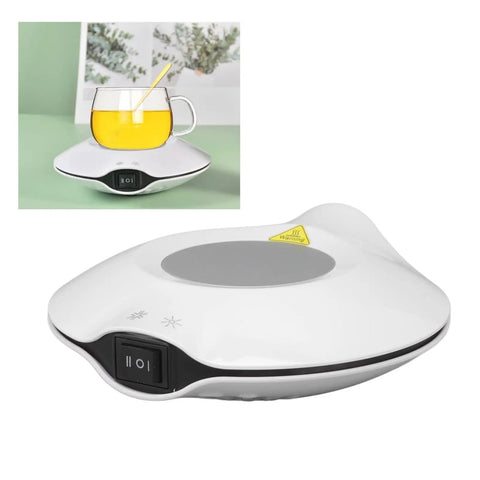 Real Deal USB Coffee Warmer Keeps Your Daily Brew Piping Hot Or Ice Cold All Day Long universal mug heater with glass cup.