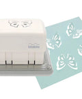 Dang Good Craft Paper Punch With Delicate Flower And Butterfly Designs, Cuts Shapes Exactly Where You Need Them, Rock Solid Magnetic Base Locks Pages Down, Makes Sweet Continuous Patterns Always, white craft punch with butterfly cutouts.