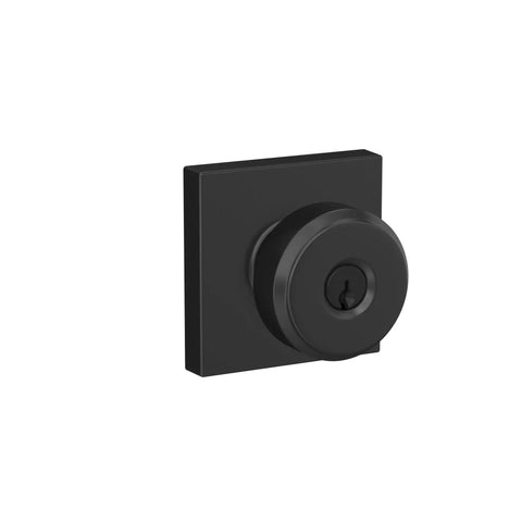 Bowery Door Knob With Collins Trim Slick Matte Black Finish Keyed Entry Lock With 2 Keys Includes Self Aligning Screws