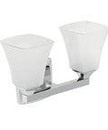 Voss Chrome 2-Light Vanity Light Fixture With Frosted Glass For Dual Mount Bath Setup Up Or Down Mounting Modern Chrome Finish Easy Install