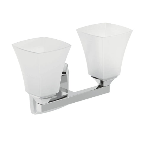 Voss Chrome 2-Light Vanity Light Fixture With Frosted Glass For Dual Mount Bath Setup Up Or Down Mounting Modern Chrome Finish Easy Install