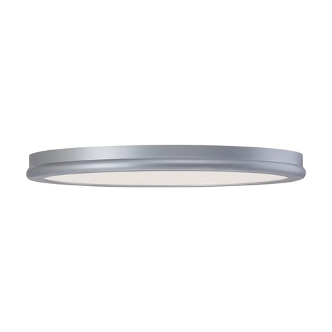 Geos 10-In LED Round Low-Profile Flush Mount Light 2700K Titanium Finish, side profile view on white background