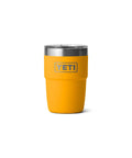 Pro Move 8 Oz Stackable Cup with Beekeeper Thread for Home Barista, yellow insulated tumbler with stainless steel rim.