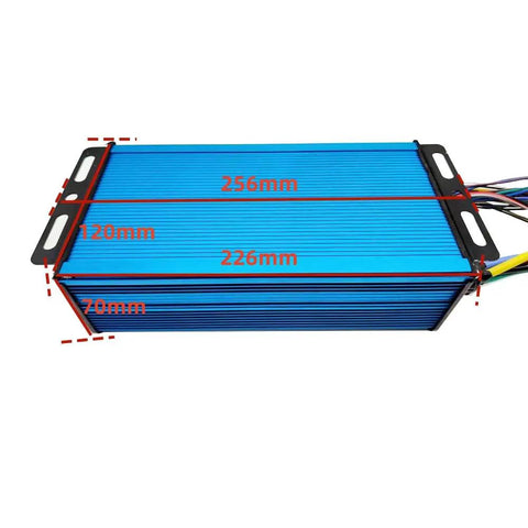 Universal Brushless Motor Controller For EBikes And Scooters 48V 60V 72V 84V 3000W Peak 100A Max Aluminum dimensions visible