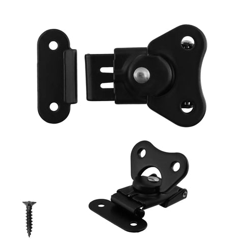 No Nonsense Boss Grade Black Spring Loaded Butterfly Twist Latch And Keeper Four Pack with spring mechanism and screws.