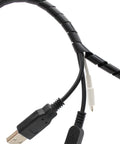 Spiral Cable Wrap Ten Feet One Quarter Inch Wire Wrap Cord Covers bundle with cords, black polyethylene cable organizer.