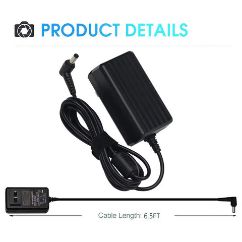 12V 2A Switching Power Supply AC DC Wall Adapter US Plug 24W 5.5x2.1mm DC Connector black wall adapter with 6.5 ft cable