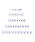 10 Pack DIN Rail Terminal Block Label Strips For PT2.5 ST2.5 UKK3 Standard with numbers 1 to 50 displayed