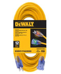 Heavy Duty Outdoor Lighted Extension Cord 50 Foot 12/3 SJTW Waterproof Weatherproof Power Cable With Lighted Prongs