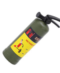 Green Mini Fire Extinguisher Scale Accessory for RC Cars Axial SCX10 WPL MN Series, lightweight plastic model, side view.