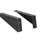 Pack Of Two Heavy Duty Wall Mount Shelf Brackets 21.7 Inch Black Steel L Shaped supports in profile with pre-drilled holes.