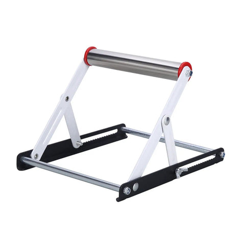 Kickass Foldable Cutting Machine Stand With Balanced Lift System No Sweat Material Handling, adjustable portable steel workbench.