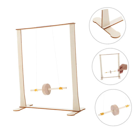 Educational Wooden Gravity Experiment Kit For Kids And Students showing wooden frame and Maxwell Wheel components