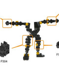 Pivot Link For Mecha Frame F506 Multi Angle Elbow And Knee Joints Slim Clip Design For Custom Mechs Flexible Low Profile Mechanisms Smooth Movement Plug And Play Ready 20 Pieces Bundle For Easy Build And Upgrade black joint parts shown in mecha limb assembly