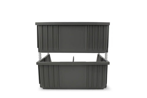 Extra Large Stackable Storage Bins Two Pack With Heavy Duty Polypropylene Build For Big Time Bulk Storage In Gray