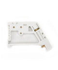 50 Pack EW 35mm DIN Rail Terminal Block End Stopper Mounting Clips, durable metal and plastic construction in white, side view
