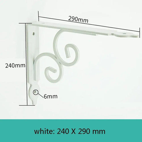 Heavy Duty Cast Iron Shelf Bracket Wall Mount Storage Support Decorative Corner Tripod White Painted DIY Bracket dimensions 240x290mm