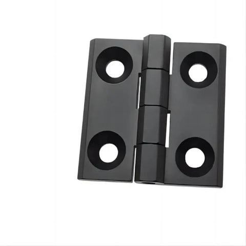 Beefy Zinc Alloy Heavy Duty Door Hinges For Industrial Equipment And Container Corners, 50x50mm Black Finish, close-up view