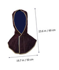 Five Pack Cowhide Welding Hood Cap And Neck Drape For Welders And Metalworkers, dimensions shown, heavy duty protection